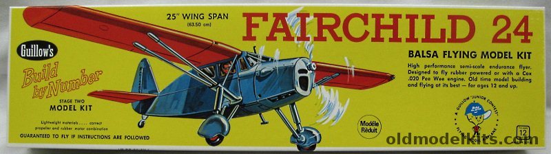 Guillows Fairchild 24 - 25 inch Wingspan for Free Flight or R/C Conversion, 701 plastic model kit